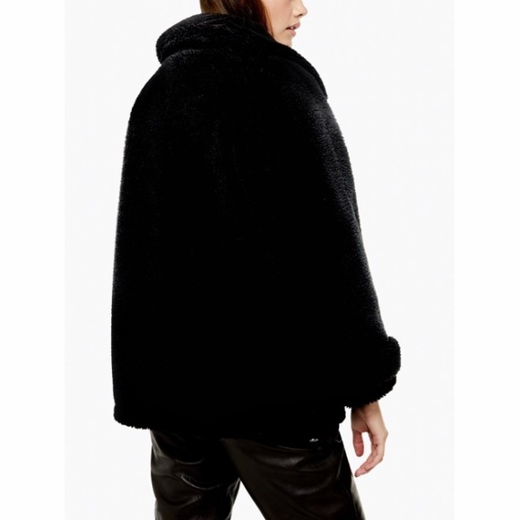 Topshop Black Borg Zip Up Teddy Jacket - Picture 2 of 13